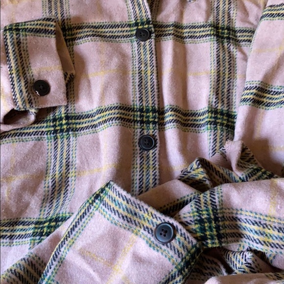 mauve plaid wool blend light flannel jacket - Picture 7 of 7